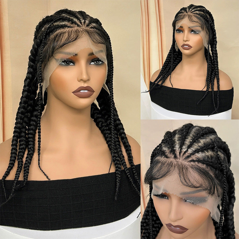 Full Lace 100% Hand Black Braided Cornrow Boxer Braids