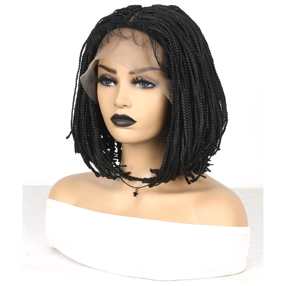 13x4 Lace Front Short Black Bob Micro Wig