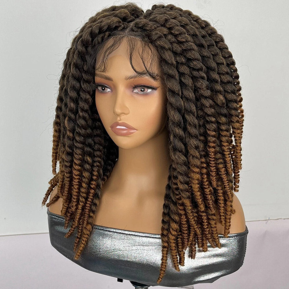 Brown Ombre Jumbo Senegalese Twist Bob Wig 14"