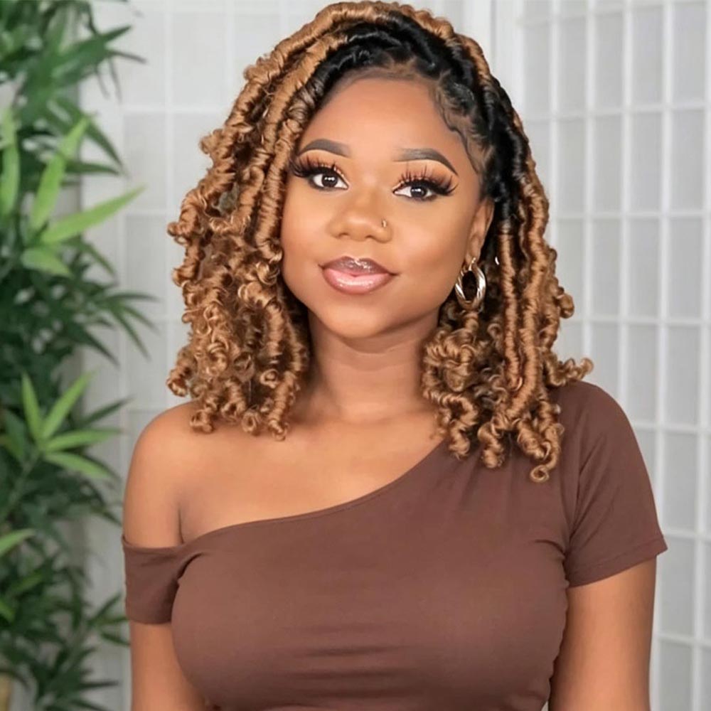 16 Inch Ombre Soft Faux Locs Wig Curly Ends