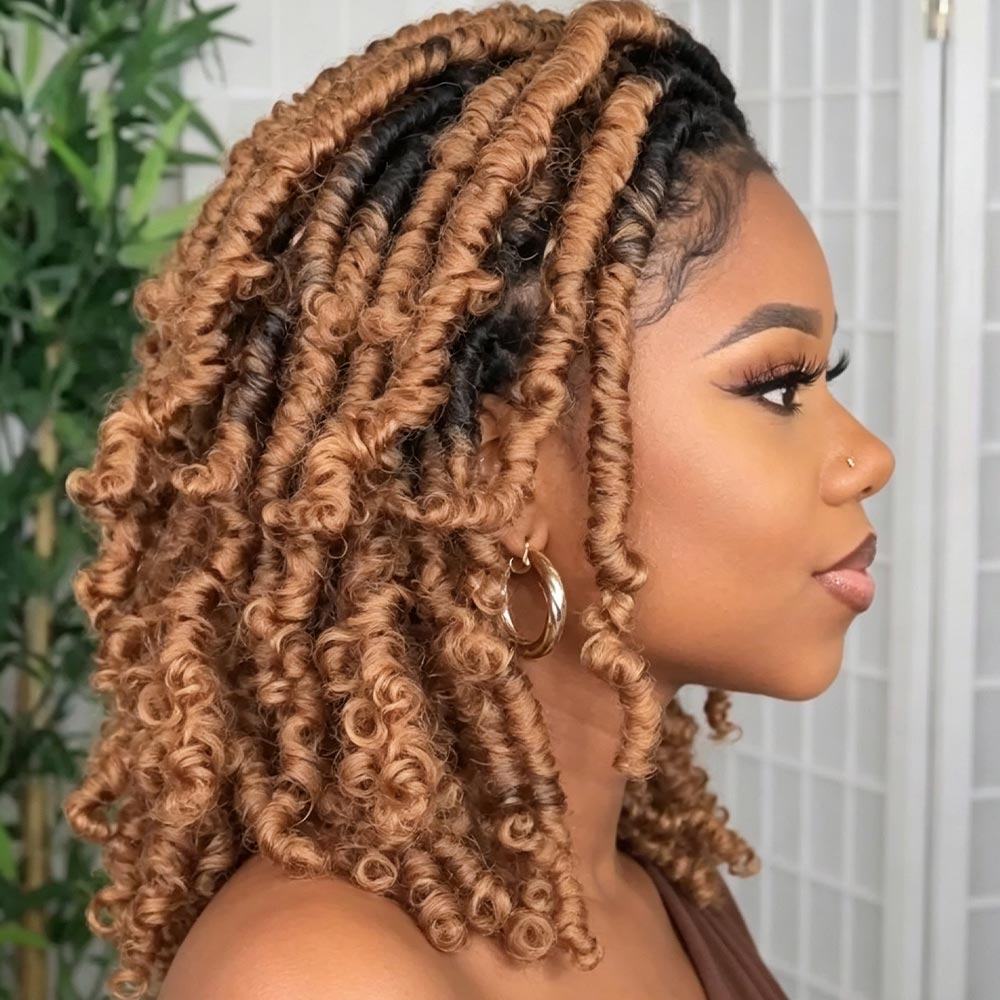 16 Inch Short Ombre Faux Locs Wig Curly Ends