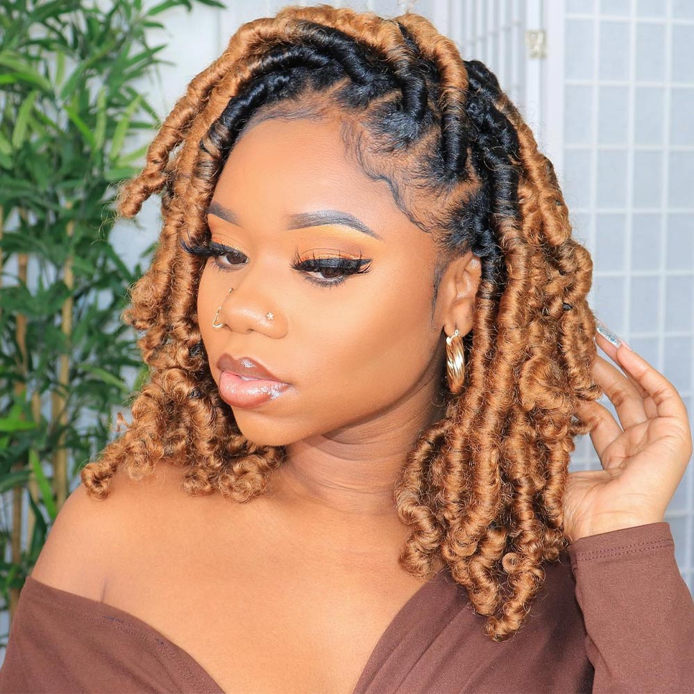 16 Inch Ombre Goddess Faux Locs Wig Curly Ends