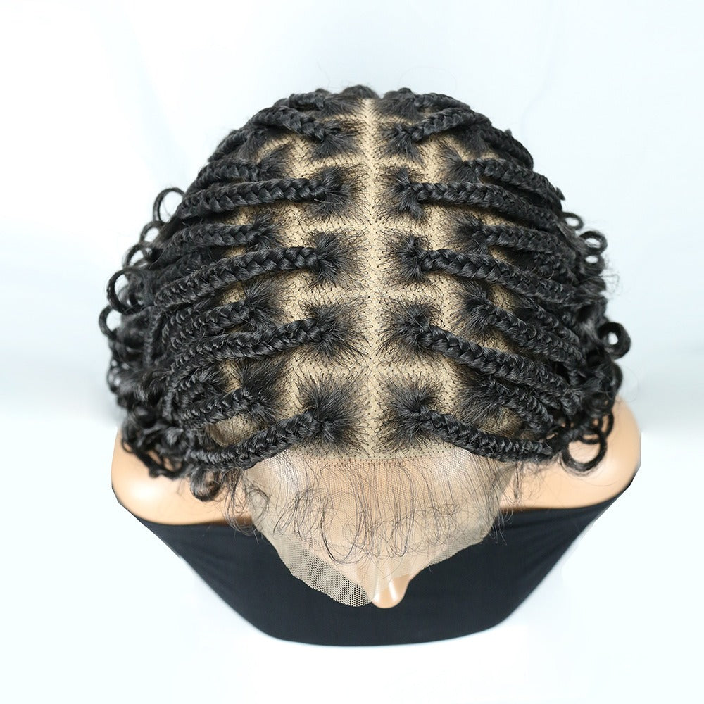 30" Full Lace Square Part Black Knotless Boho Box Braided Wig