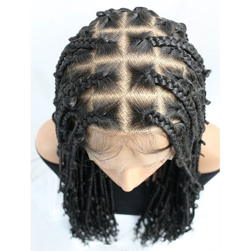 36" Knotless Full Lace Black Butterfly Box Braids Wig