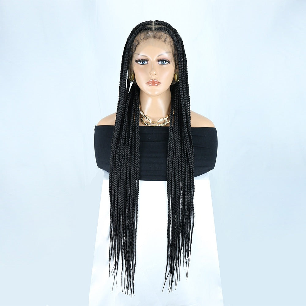 36" Black Full Lace Tribal Cornrow Box Braided Wig
