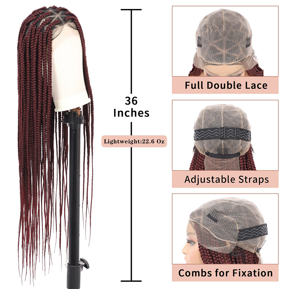 Burgundy Full Lace Triangle Knotless Braided Wig