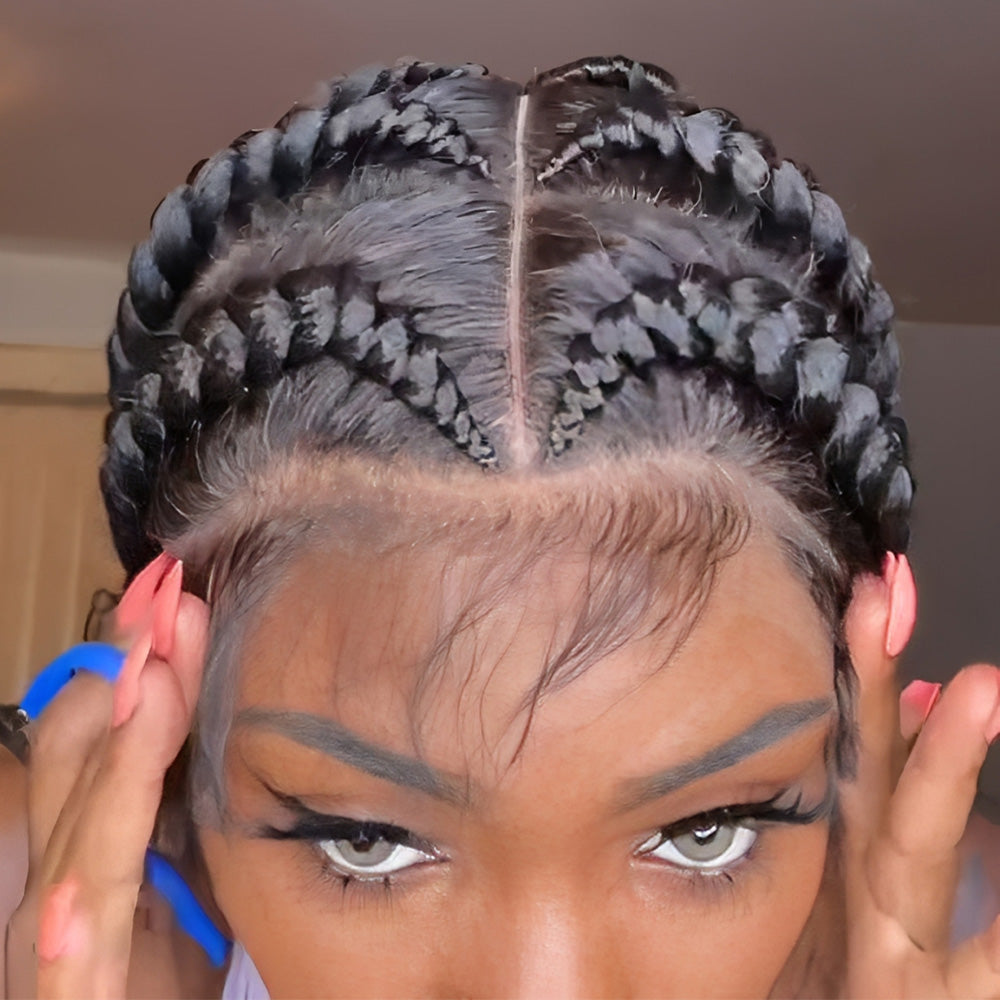 36" Full Lace Square Part Knotless Cornrow Braided Wig