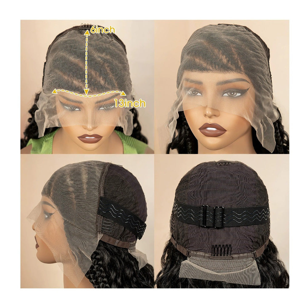 13x6 Lace Front Cornrow Braided Boho Curly Wig