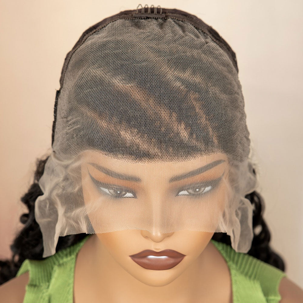 13x6 Lace Front Cornrow Braided Boho Curly Wig Black