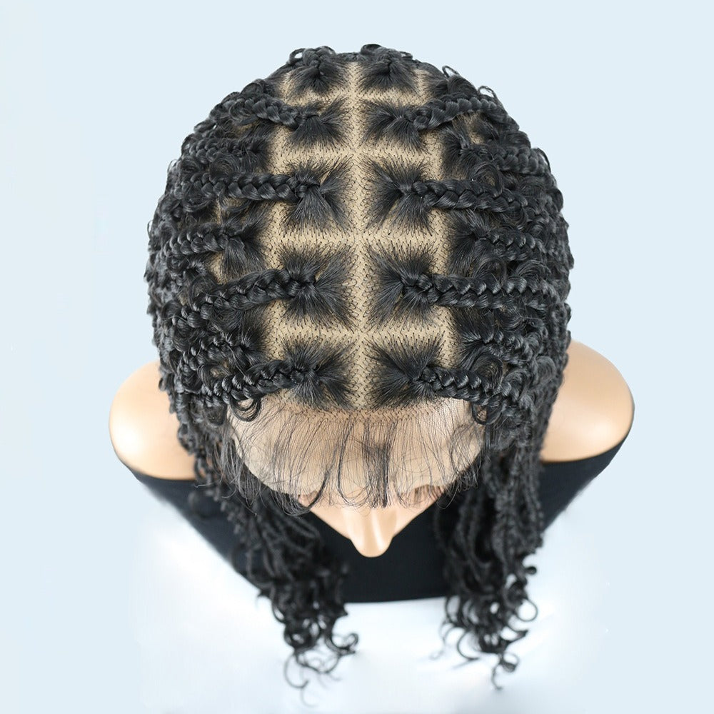 Full Lace Boho Knotless Box Braided Wig Black