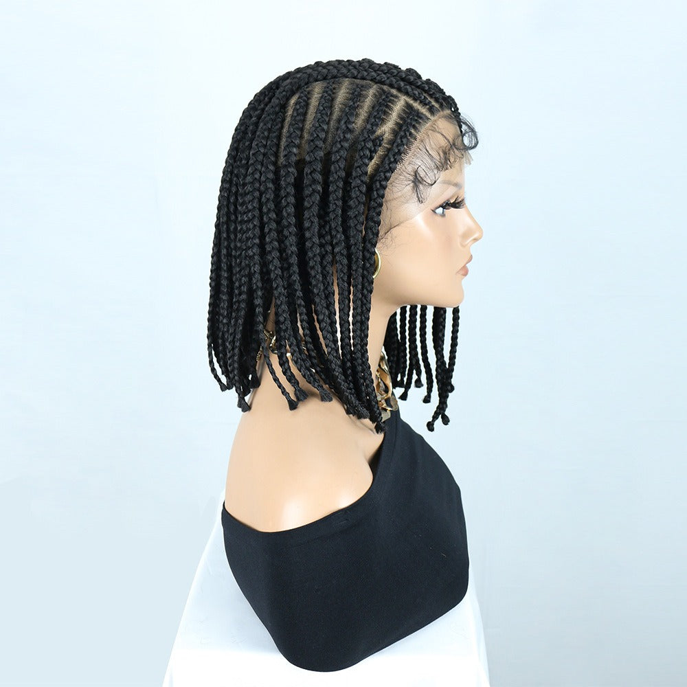 Full Lace Cornrow Box Braided Bob Wig Black