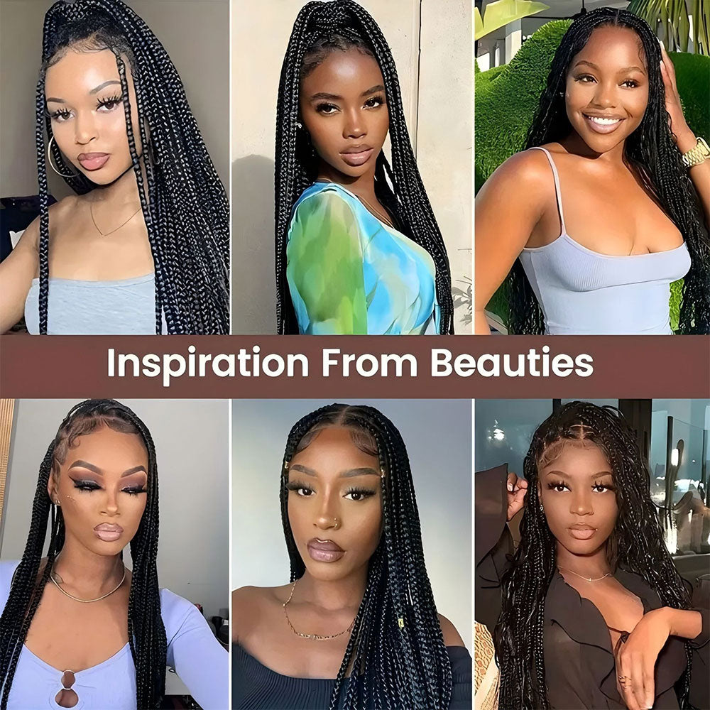 Full Lace Hand-Braided Black Box Braid Wig Show