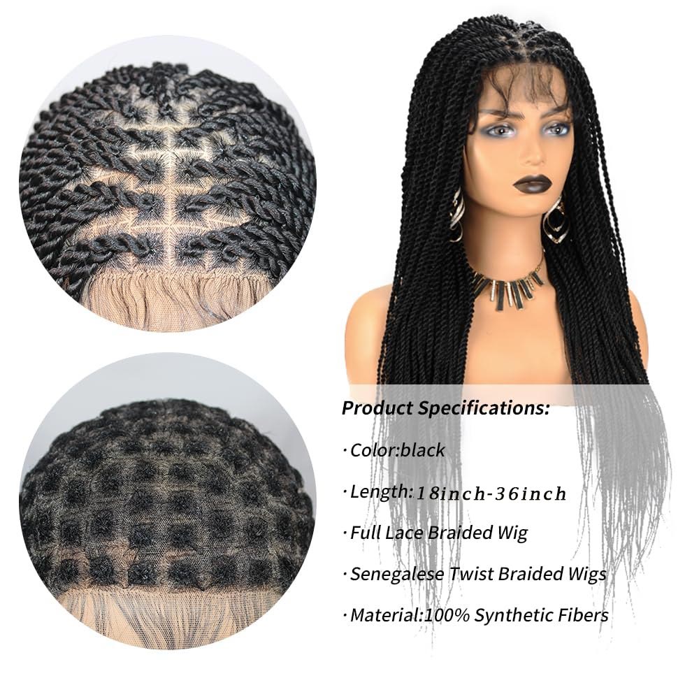 Full Lace Knotless Senegalese Twist Braided Wig Detail