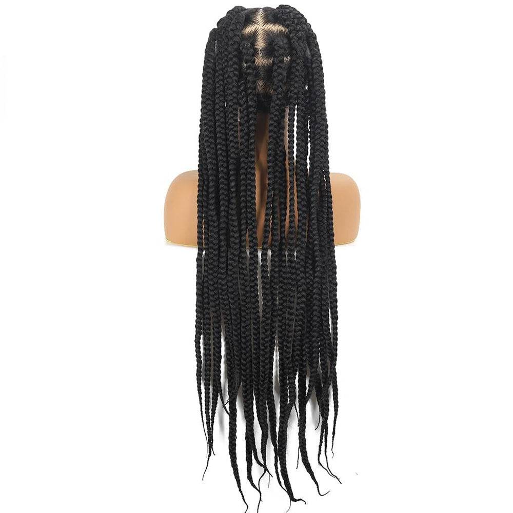 HD Full Lace Knotless Jumbo Box Braids Wig Back View