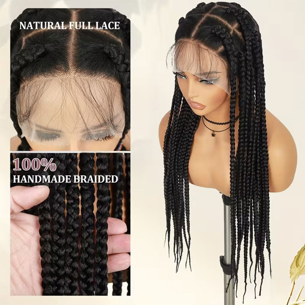 HD Full Lace Knotless Jumbo Box Braids Wig Detail