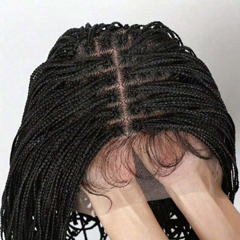 13x4 Lace Front Short Bob Braided Wig with Natural Hairline
