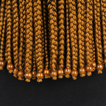 Ombre Brown Box Braided Bob Wig with Beads