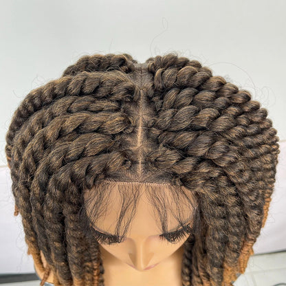 Brown Ombre Jumbo Senegalese Twist Bob Wig