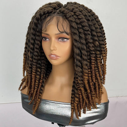 Brown Ombre Jumbo Senegalese Twist Bob Wig 14" 