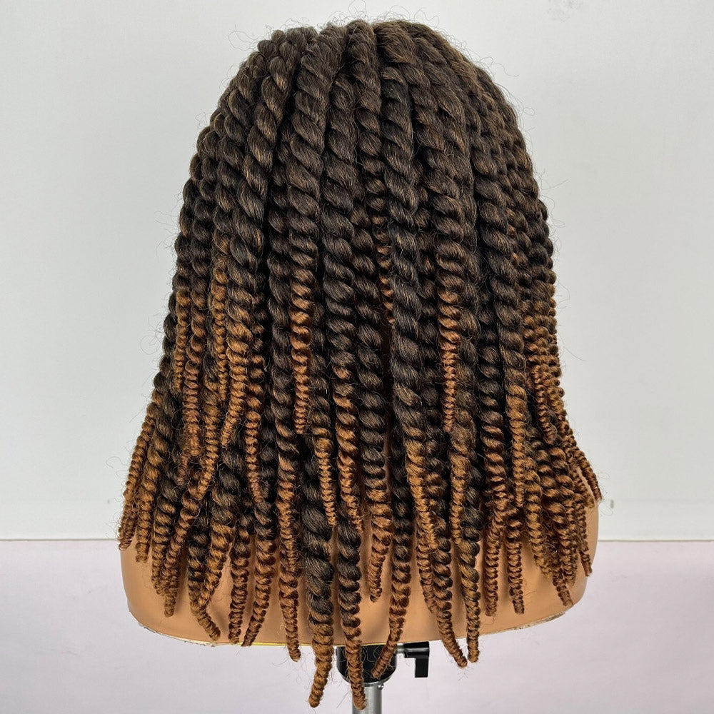 Brown Ombre Jumbo Senegalese Twist Bob Wig 14 inch