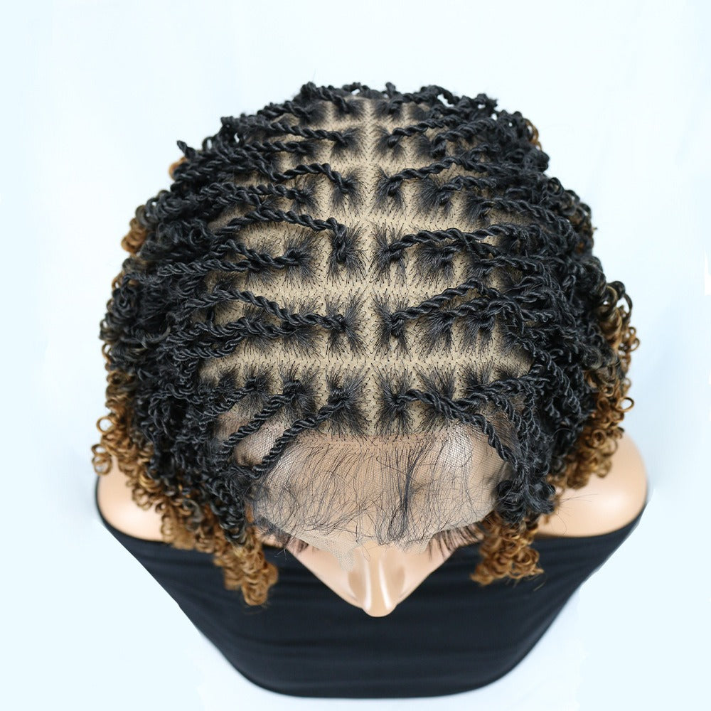 14 Inch Full Lace Ombre Boho Micro Twist Bob Wig