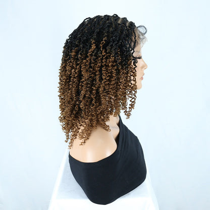 14" Full Lace Ombre Boho Micro Twist Bob Wig 1B/30