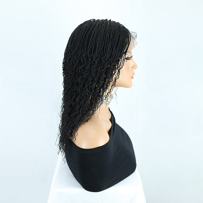Black 18" Full Lace Boho Senegalese Twist Wig with Curly Ends