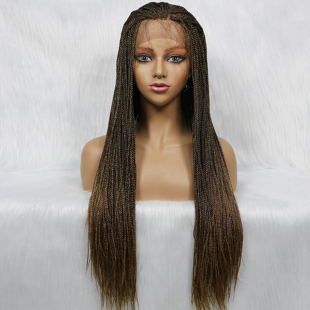 24" Ombre Blonde Senegalese Micro Twist Braided Lace Front Wig