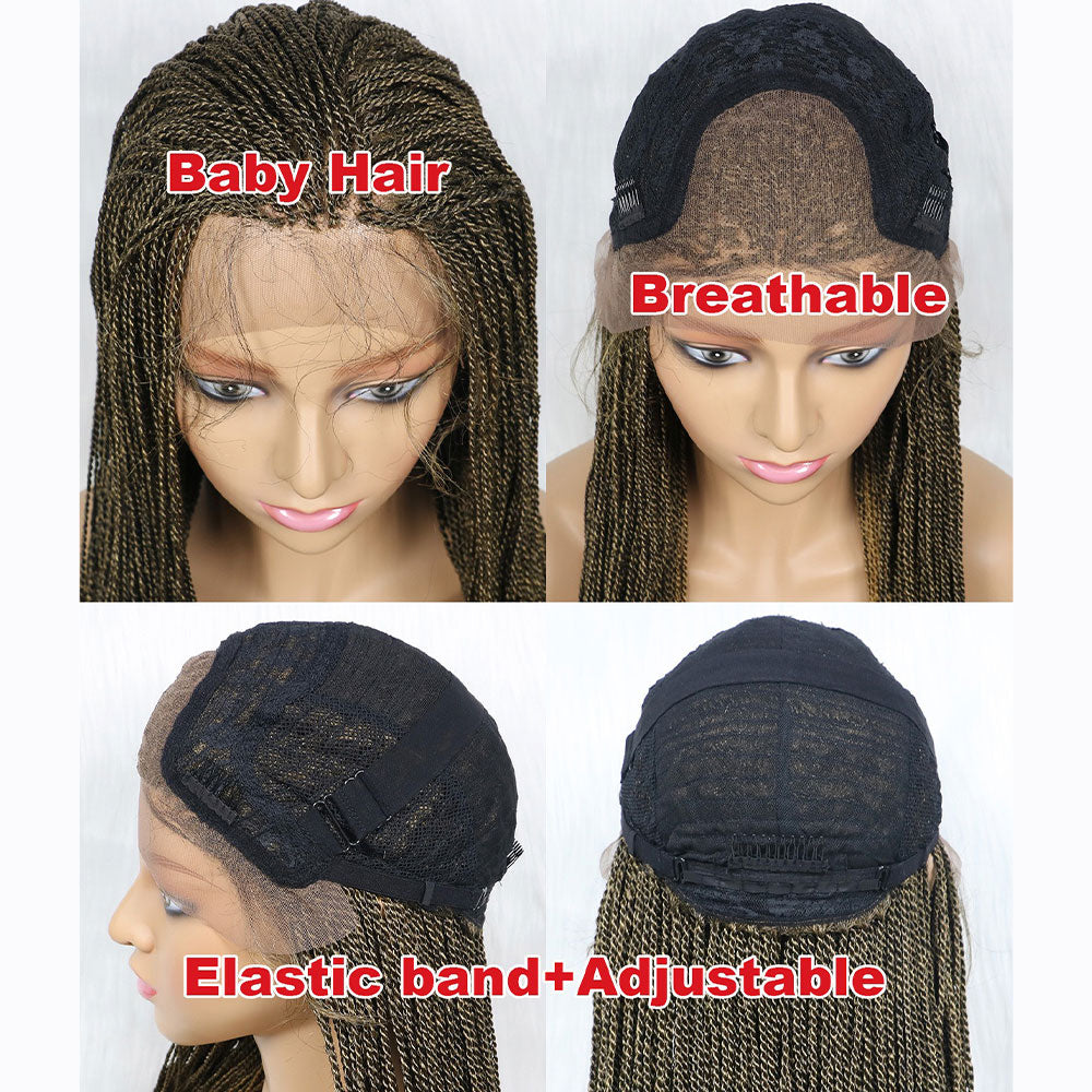 24" Ombre Blonde Micro Twist Braided Wig