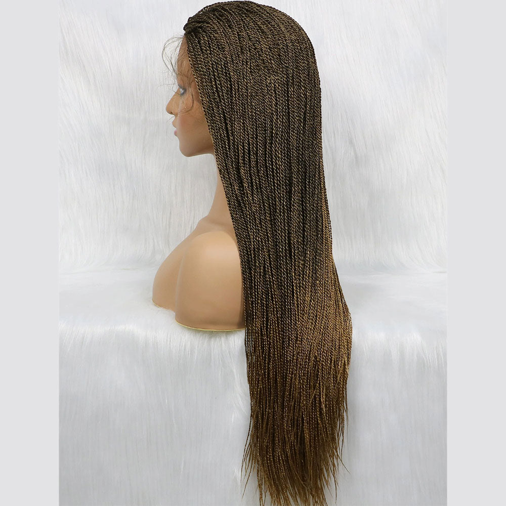 24" Ombre Senegalese Micro Twist Braided Lace Front Wig