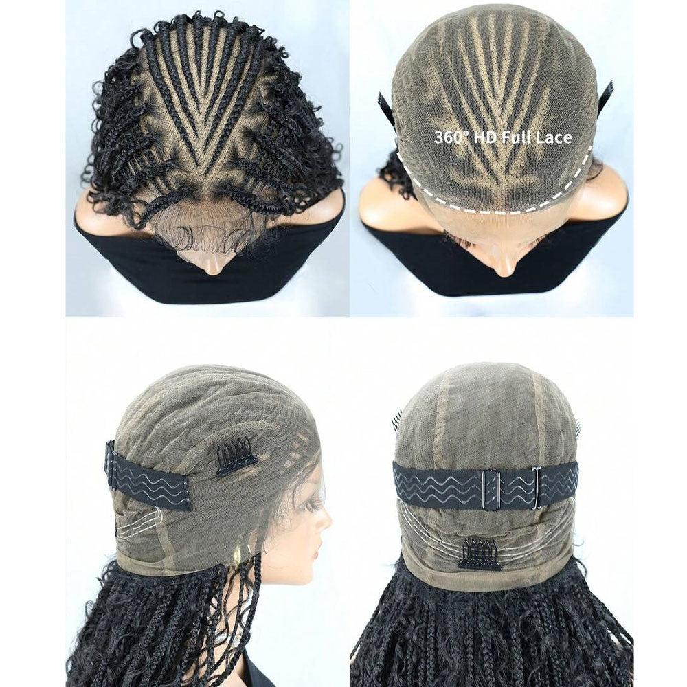 30" Full Lace V-Part Feed In Boho Braids Wig