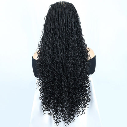 30 Inch Black Full Lace V-Part Feed In Boho Braids Wig
