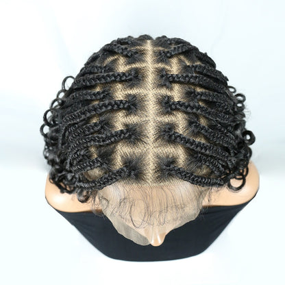 30" Full Lace Square Part Black Knotless Boho Box Braided Wig