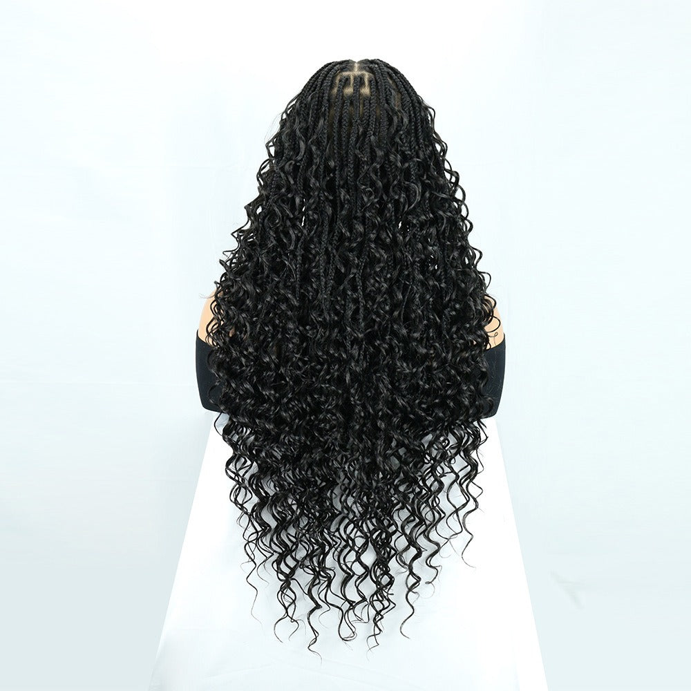 Full Lace Black Knotless Boho Box Braided Wig 30 Inche 