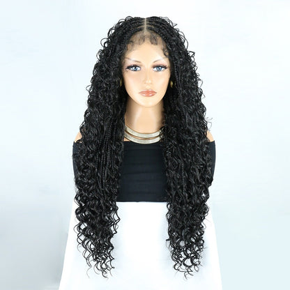 Black 30" Full Lace High Density Boho Braids Wig