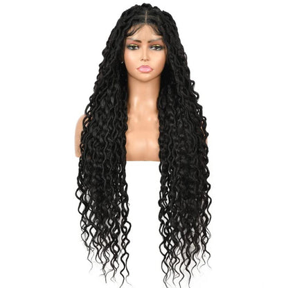 32" Full Lace Boho Faux Locs Braided Wig