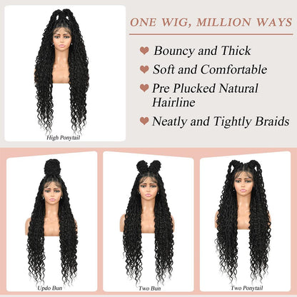 32" Full Lace Boho Faux Locs Braided Wig Different Styles