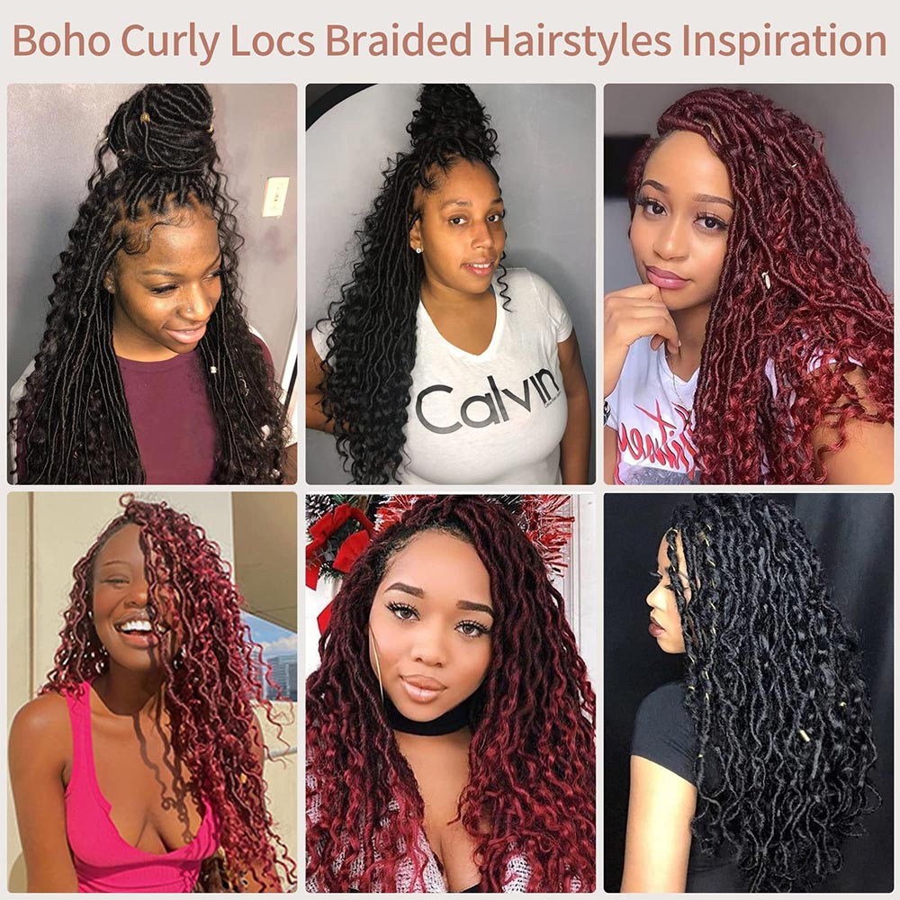 32" Full Lace Boho Faux Locs Braids  Box Wigs 