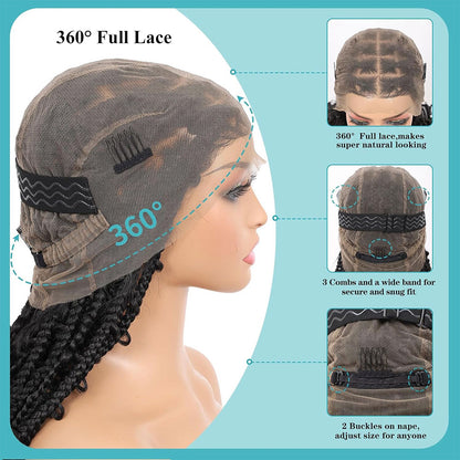 36" Full Lace Knotless Butterfly Box Braids Wig Black