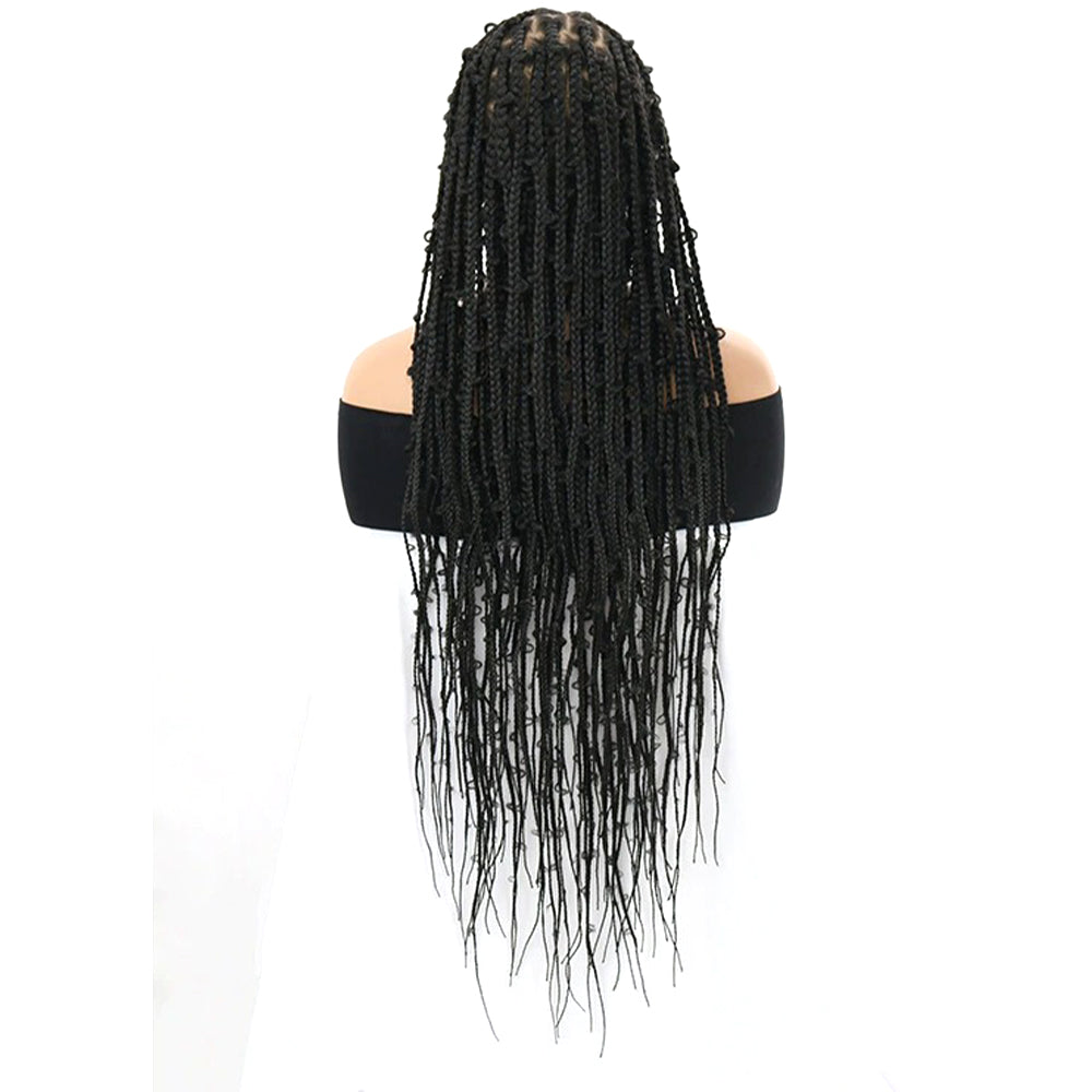 36" Black Full Lace Knotless Butterfly Box Braided Wig