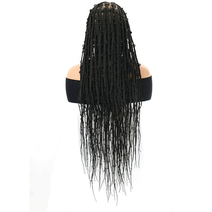 36" Black Full Lace Knotless Butterfly Box Braided Wig