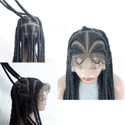 36" Full Lace Square Part Knotless Cornrow Braided Wig Black