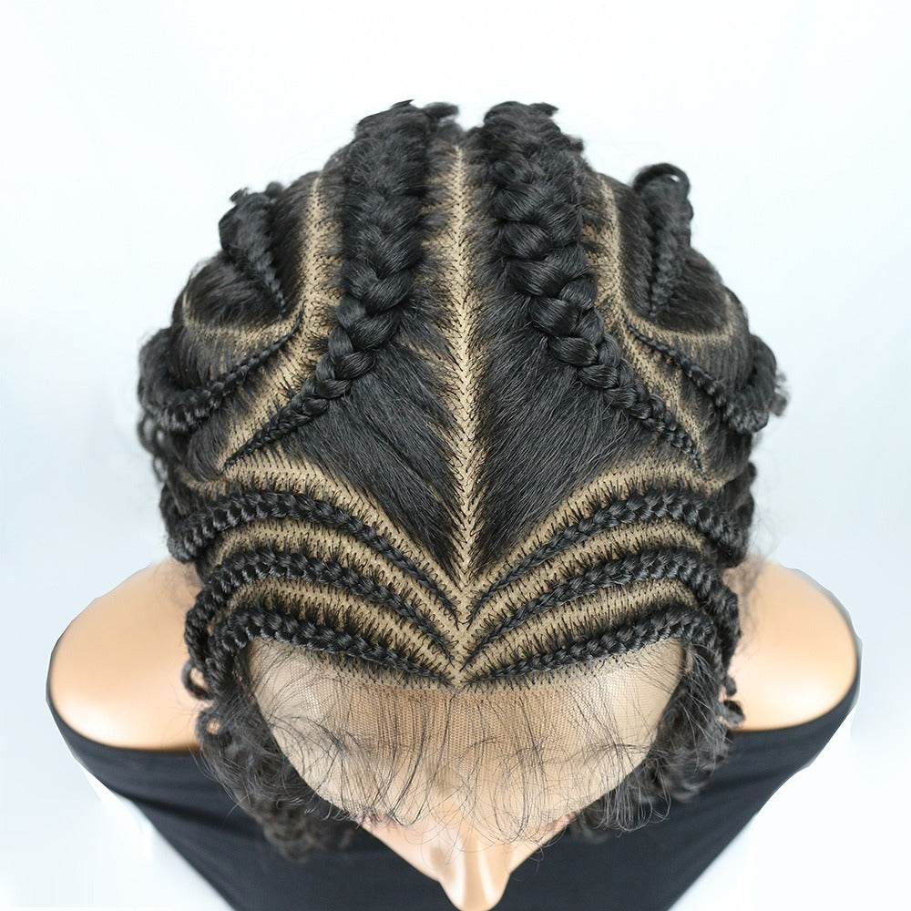 36 Inch Full Lace Cornrow Braided Boho Curly Wig
