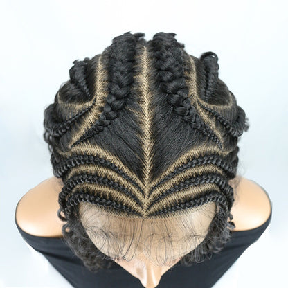 36 Inch Full Lace Cornrow Braided Boho Curly Wig