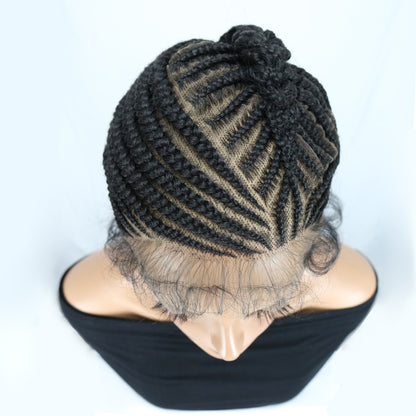 Black Full Lace Cornrow Braided Wigs