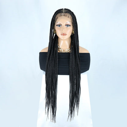 36" Black Full Lace Tribal Cornrow Box Braided Wig