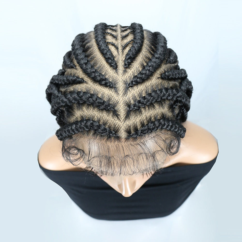 36" Full Lace Tribal Cornrow Box Braided Wig Black 