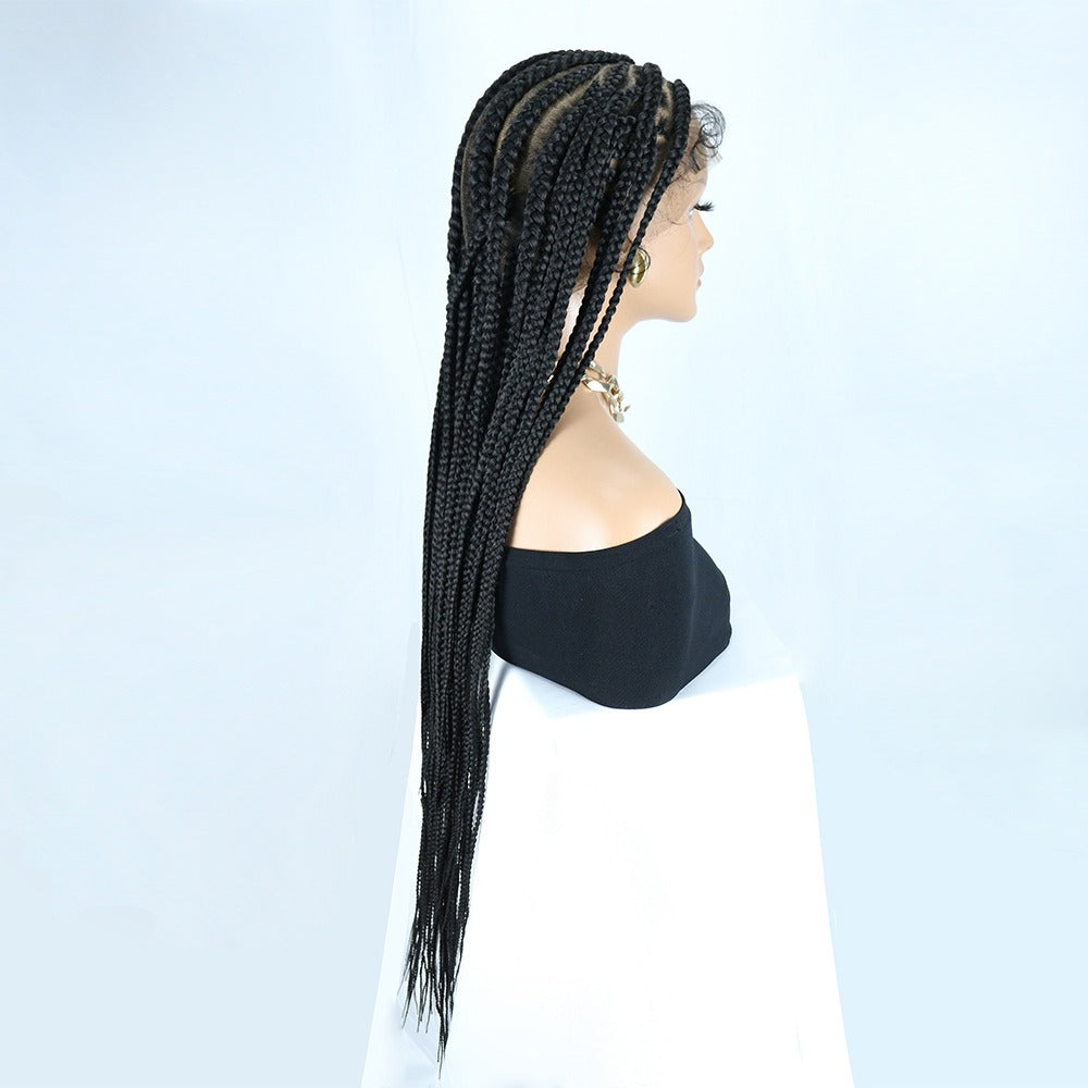 Black 36" Full Lace Tribal Cornrow Box Braided Wig