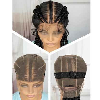 36 inch Black HD Full Lace Cornrow Box Braid Wig