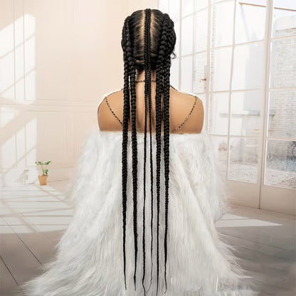 36 inch Black HD Full Lace Cornrow Box Braid Wig